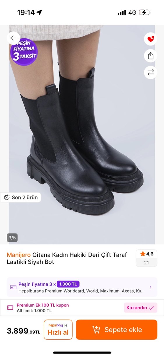 #Manijero Gitana Kadın Hakiki Deri Çift Taraf Lastikli Siyah bot - Görsel 2