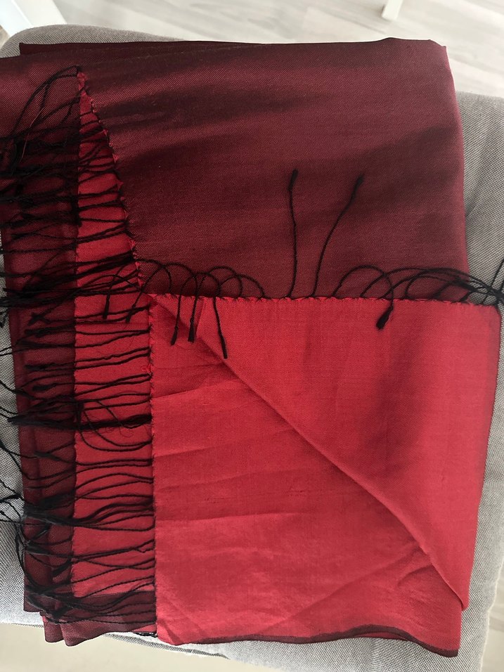 #ipekevi Bordo Kadın İpek Dokulu Şal - Görsel 5