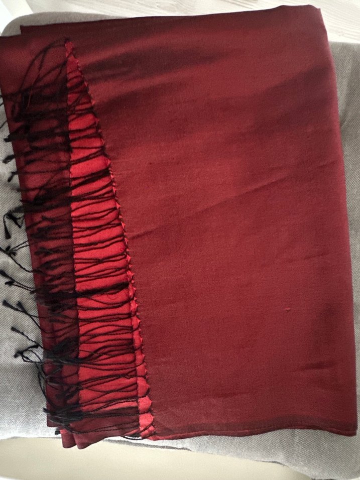 #ipekevi Bordo Kadın İpek Dokulu Şal - Görsel 4