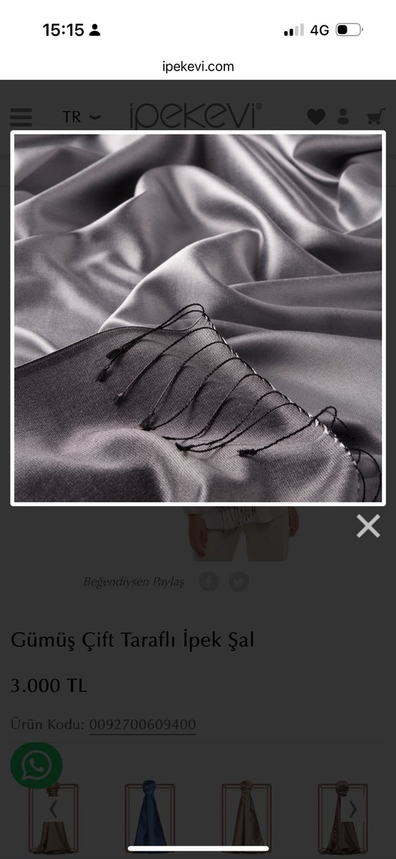 #ipekevi Gümüş Çift Taraflı İpek Şal - Görsel 5