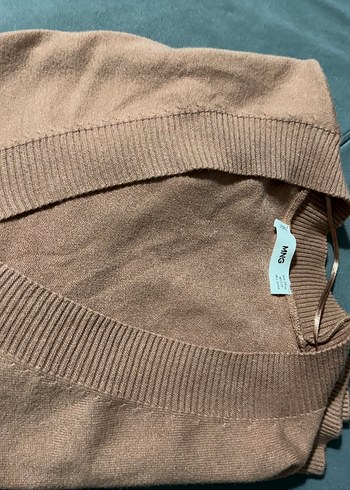 #Mango Düğmeli V Yaka pudra Kadın Süet Kazak - Görsel 4