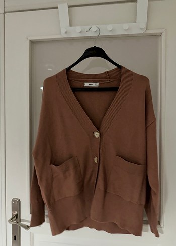 #Mango Düğmeli V Yaka pudra Kadın Süet Kazak - Görsel 2