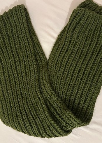 Kadın Örgü Haki Şal - Görsel 4