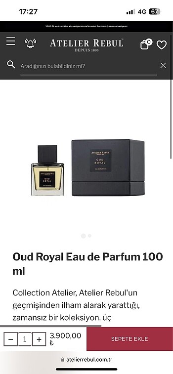 Oud royal atelier rebul edp erkek parfümü