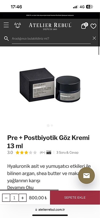 Atelier Rebul Atelier rebul pre+postbiotic eye cream