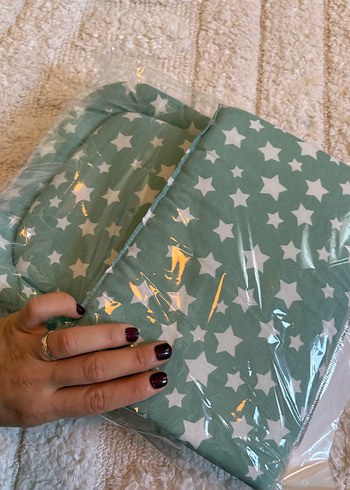 Yeşil Yıldız Desenli Bebek mama Sandalyesi Minderi - Görsel 2