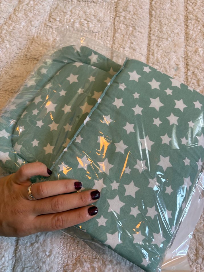 Yeşil Yıldız Desenli Bebek mama Sandalyesi Minderi - Görsel 2