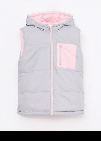 LCW Kids Pembe Kapüşonlu Çift Taraflı Kız Şişme Yelek - Görsel 3