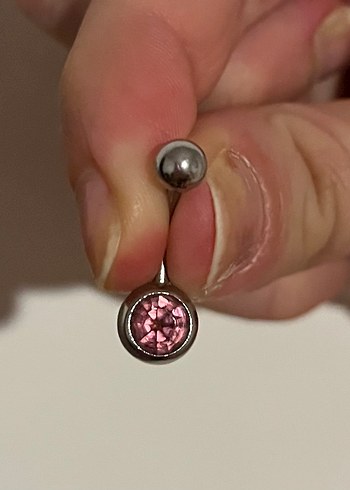 Accessorize Pembe taşlı titanium gümüş piercing