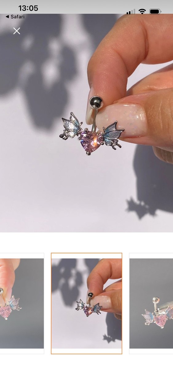 Pembe Kalp Kanatlı Göbek Piercingi - Görsel 2