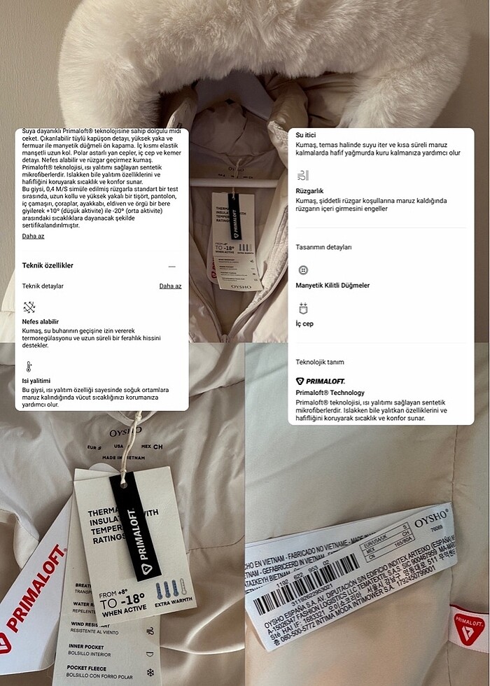 OYSHO primaloft dolgulu mont - Görsel 2