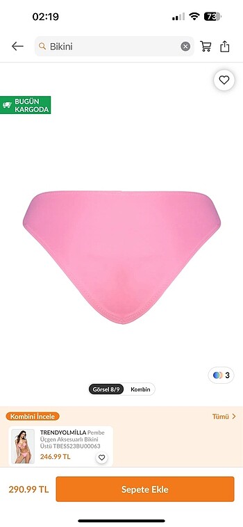 Trendyol & Milla Kalp Detaylı Pembe Bikini Altı