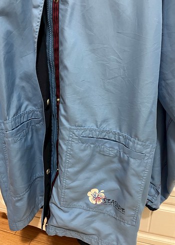 Mavi Fermuarlı kadın Midi Yağmurluk - Görsel 5