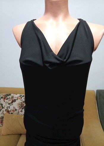 Drapeli V Yaka Siyah Tulum - Görsel 2