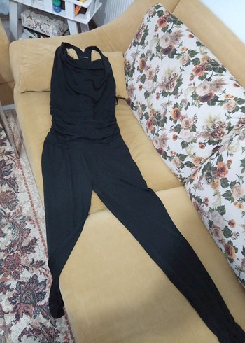 Drapeli V Yaka Siyah Tulum - Görsel 4