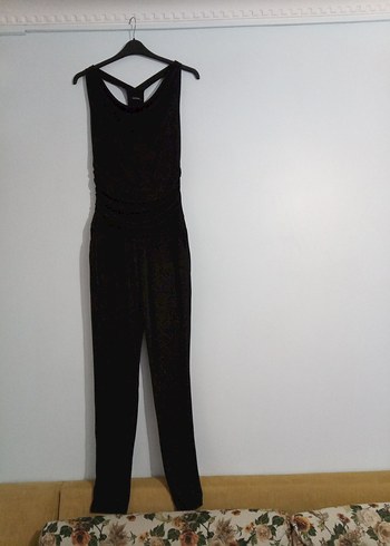 Drapeli V Yaka Siyah Tulum - Görsel 6