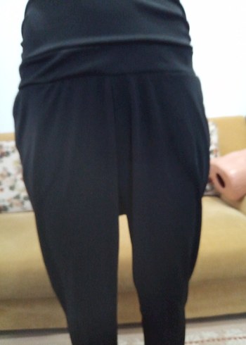 Drapeli V Yaka Siyah Tulum - Görsel 5