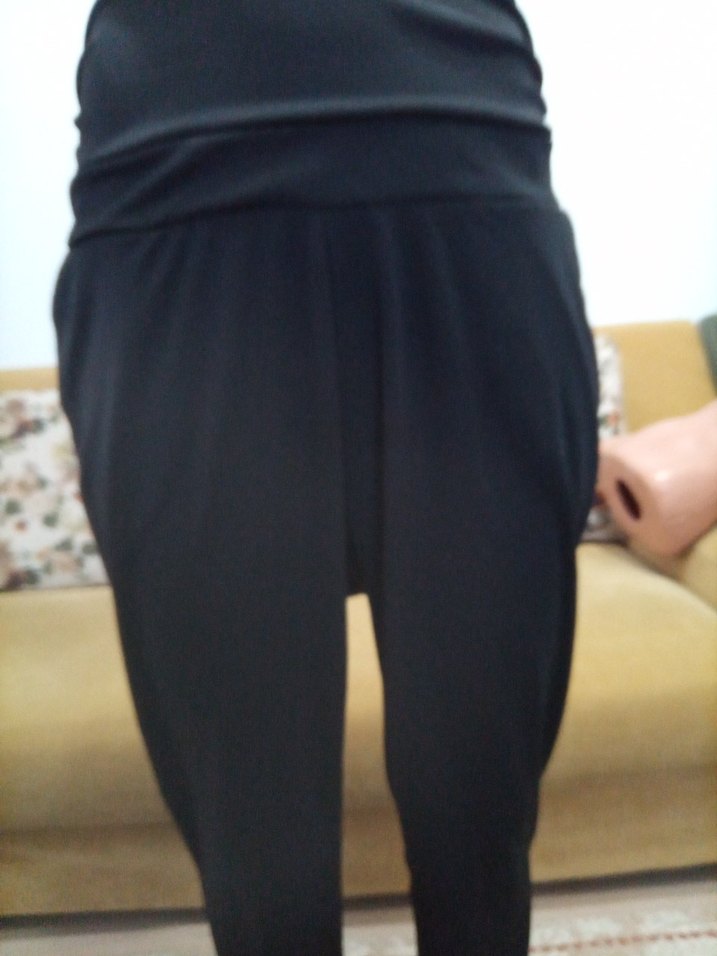 Drapeli V Yaka Siyah Tulum - Görsel 5