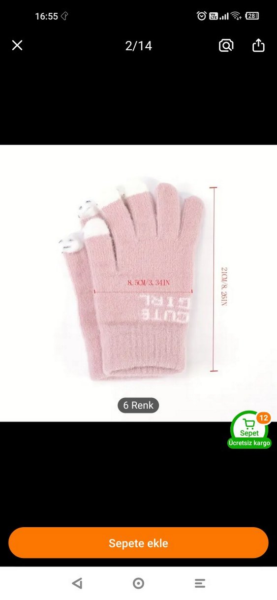 Pembe Örgü Kadın Eldivenleri - Görsel 2