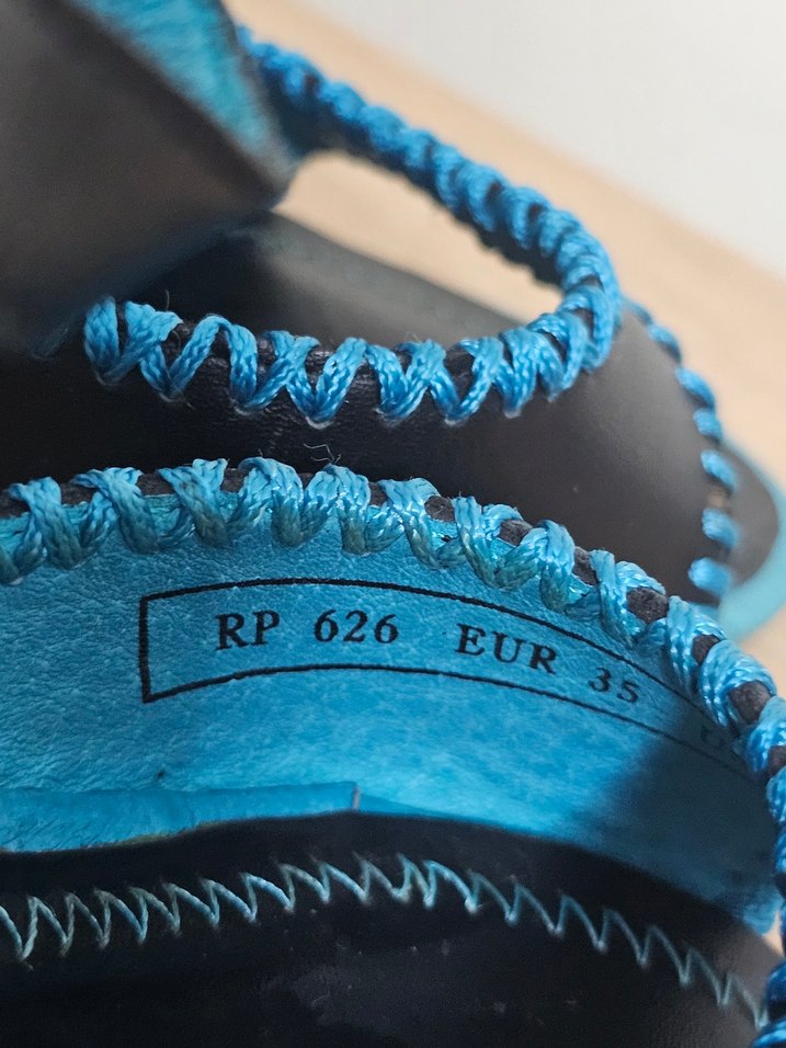 Mavi Nakışlı Bohem İnce Topuklu Ayakkabı - Görsel 2