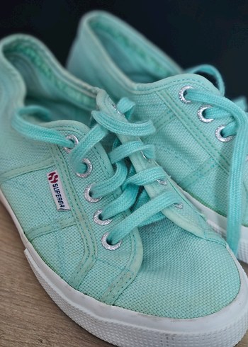 Superga Turkuaz Spor Ayakkabı Düz Taban - Görsel 3