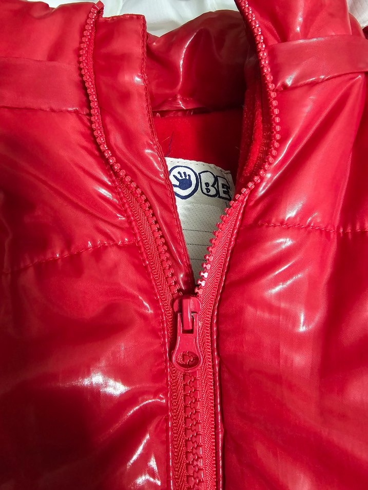 Kız Çocuk Kırmızı Kürklü Street Wear yelek - Görsel 2