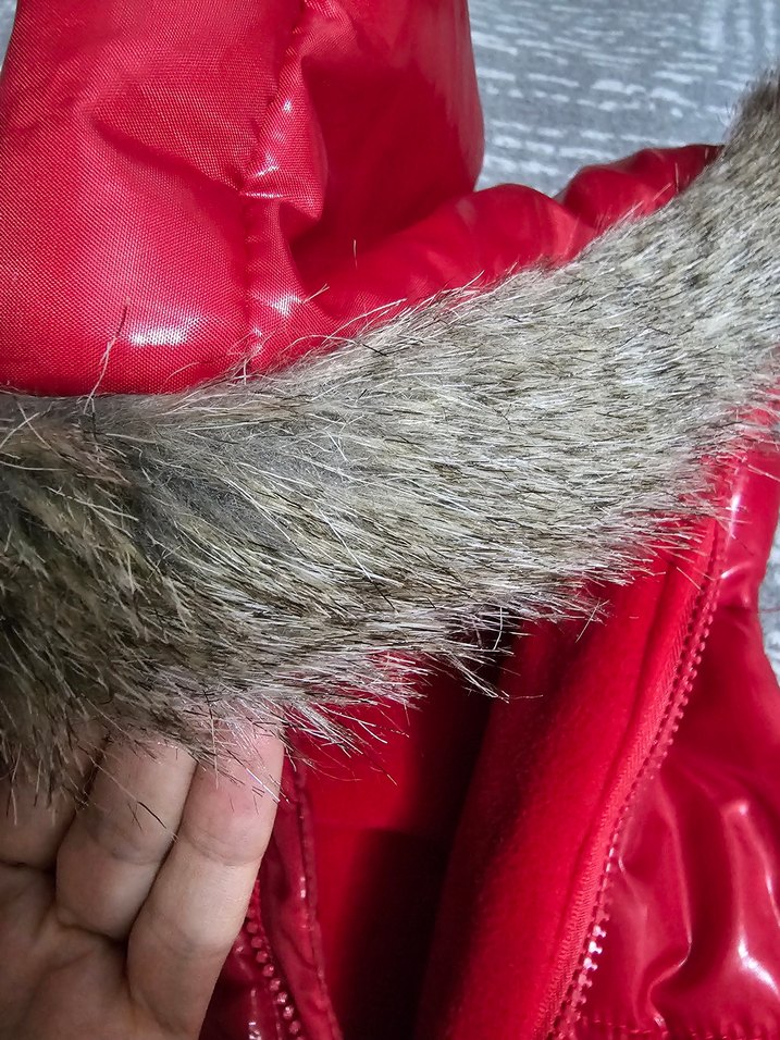 Kız Çocuk Kırmızı Kürklü Street Wear yelek - Görsel 3