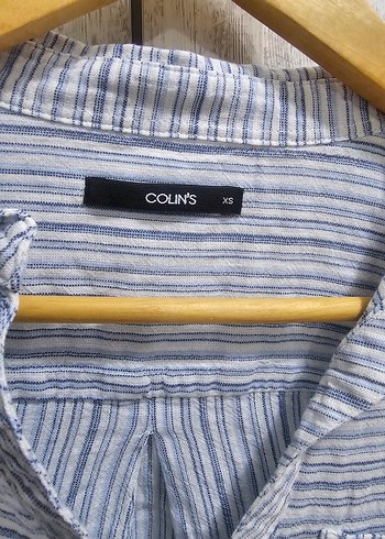 Mavi Çizgili Kadın Pamuklu Gömlek - Görsel 2