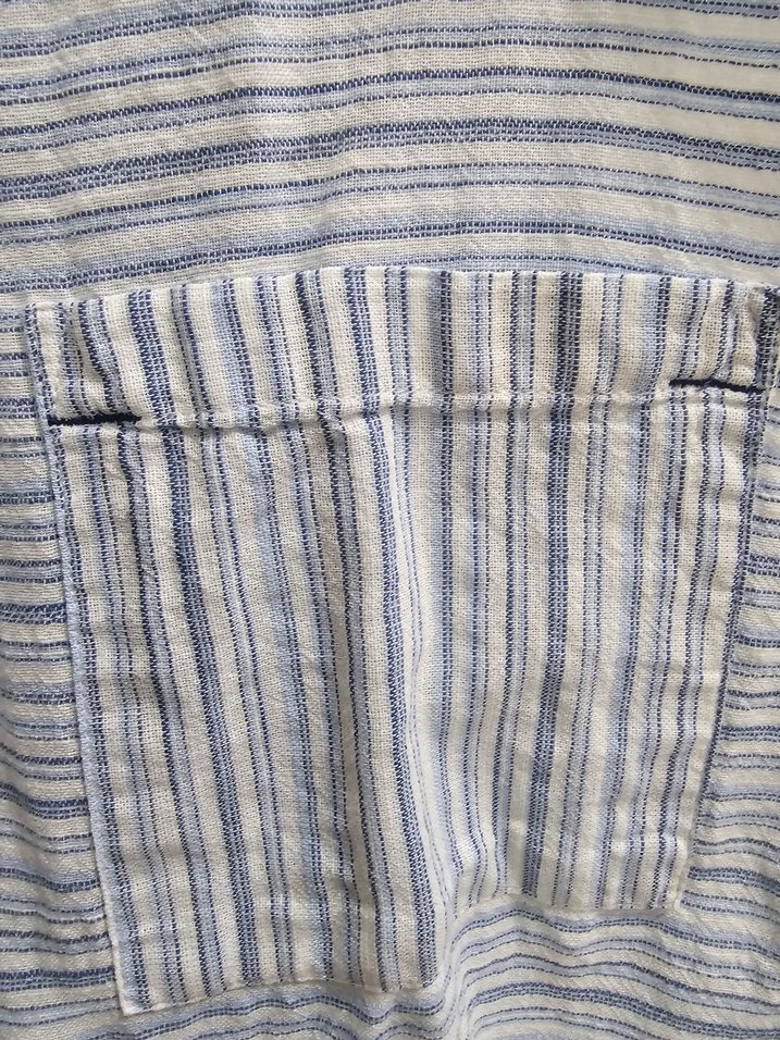 Mavi Çizgili Kadın Pamuklu Gömlek - Görsel 3