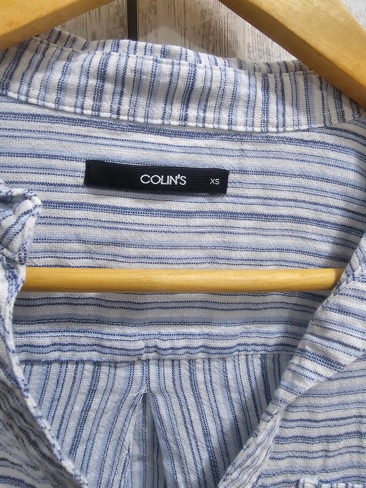 Mavi Çizgili Kadın Pamuklu Gömlek - Görsel 2