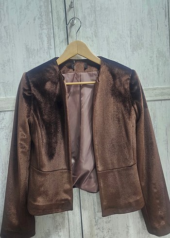 Kahverengi Kadife Blazer Ceket - Görsel 3