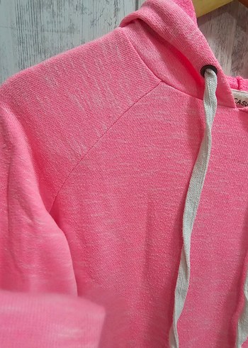 Pembe Kapüşonlu Kadın Sweatshirt - Görsel 3