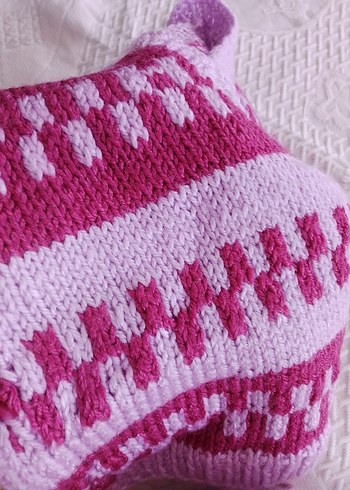 12-18 Ay Beden Kız Çocuk Pembe V Yaka Örgü Süveter