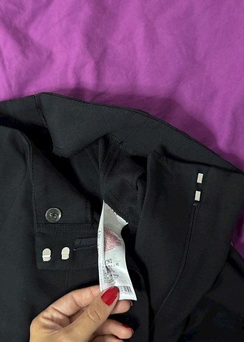 34 Beden Düz Kesim Siyah Kumaş Kadın Pantolon