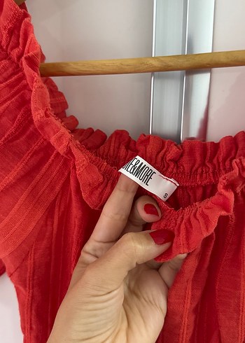 s Beden Kırmızı Uzun Bohem Kat Katlı Elbise