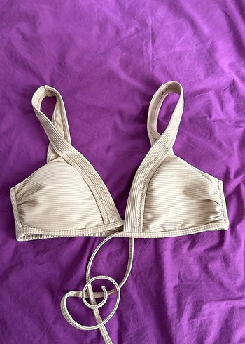Beyaz İnce Askılı Bohem Bikini Üstü