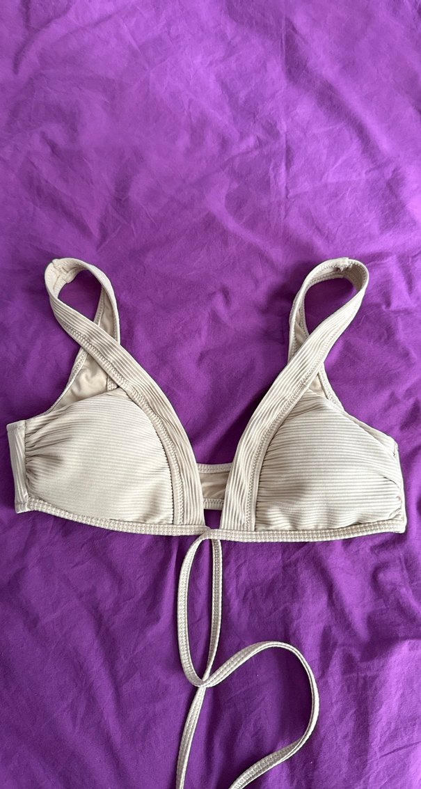 Beyaz İnce Askılı Bohem Bikini Üstü - Görsel 3