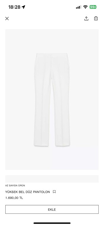 xs Beden Zara beya pantalon etiketli