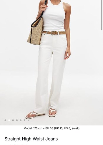 Beyaz Yüksek Bel Düz Kesim Kadın Jean NA-KD - Görsel 4