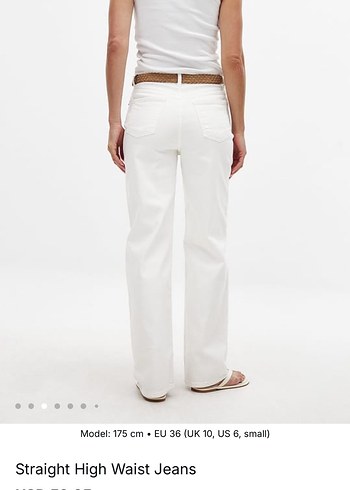 Beyaz Yüksek Bel Düz Kesim Kadın Jean NA-KD - Görsel 3