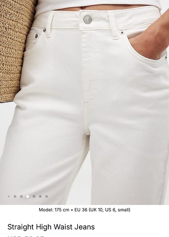 Beyaz Yüksek Bel Düz Kesim Kadın Jean NA-KD - Görsel 2