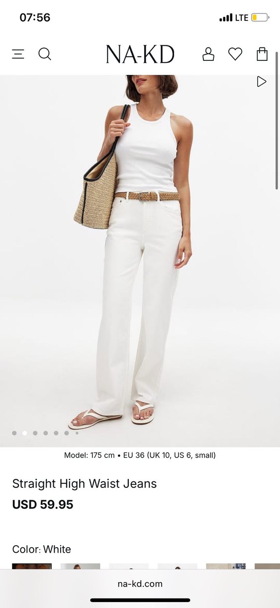 Beyaz Yüksek Bel Düz Kesim Kadın Jean NA-KD - Görsel 4