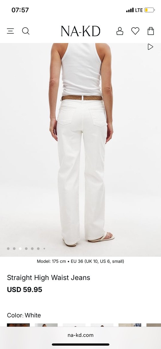 Beyaz Yüksek Bel Düz Kesim Kadın Jean NA-KD - Görsel 3