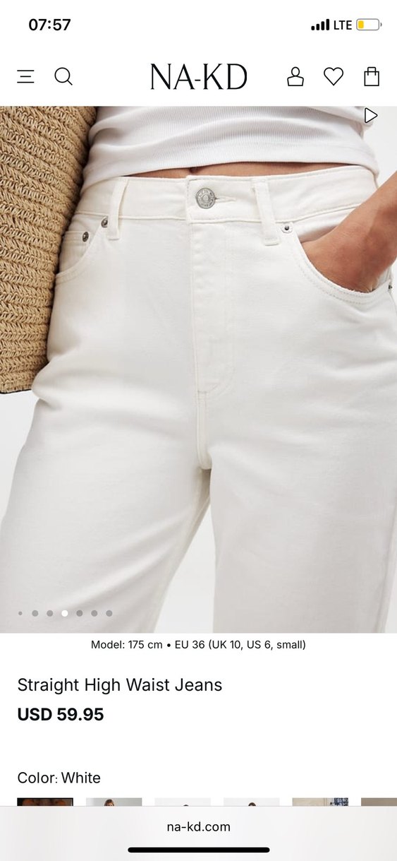 Beyaz Yüksek Bel Düz Kesim Kadın Jean NA-KD - Görsel 2