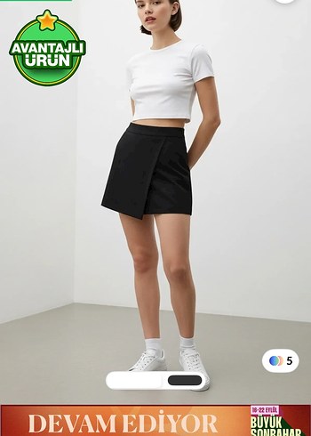 36 Beden Trendyolmilla Siyah Mini şort Etek