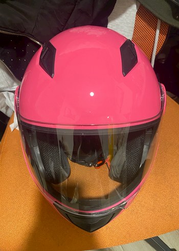 Parlak Pembe Biker Motosiklet Kaskı vizörlü - Görsel 3