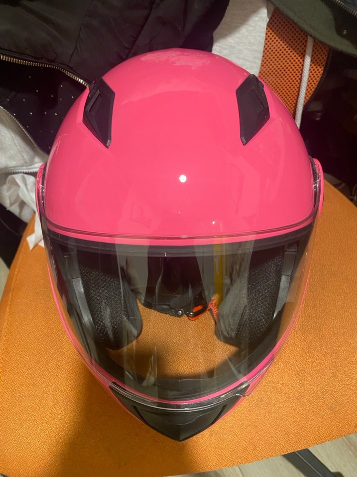 Parlak Pembe Biker Motosiklet Kaskı vizörlü - Görsel 3