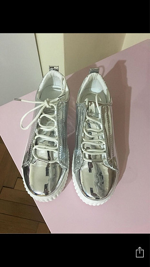 37 Beden H&M ayna gümüş renk sneaker ayakkabı