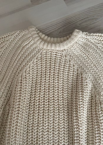 Kadın Beyaz Örgü Salaş Triko - Görsel 2