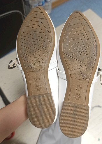 Tokalı Beyaz Kadın Topuklu Babet ayakmod - Görsel 3